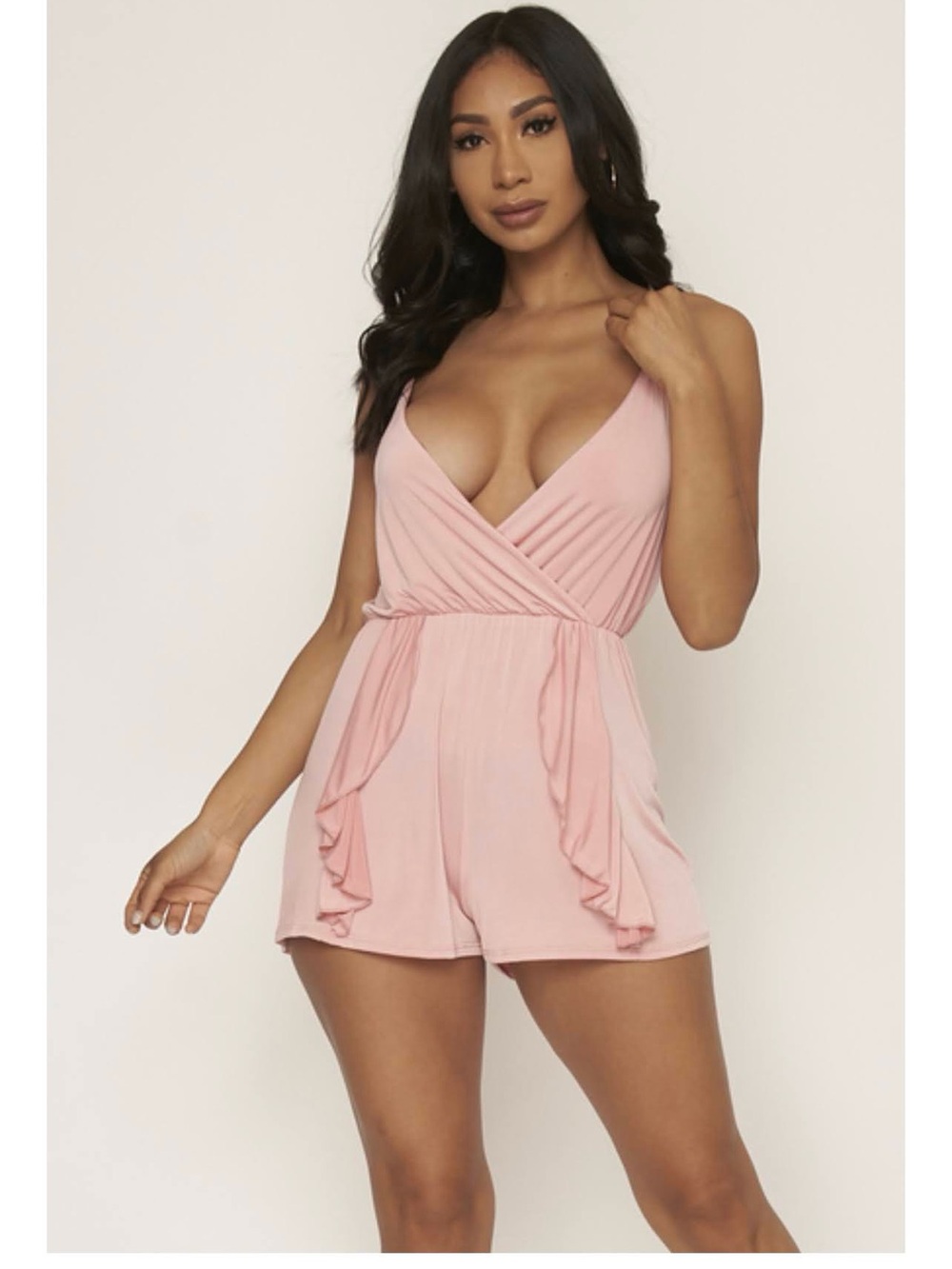 Pink Ruffle Wrap Romper